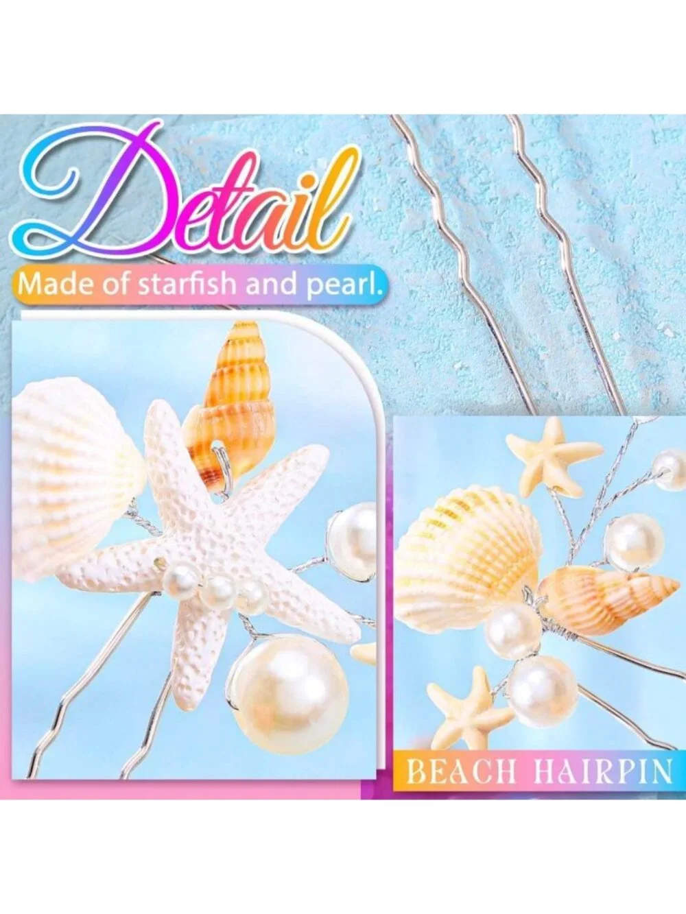 Mermaid Starfish Hair Pins Set - Pearl & Shell Hair Accessories for Women